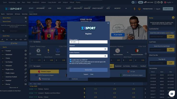 Creating Account 2xSport — Click to Play